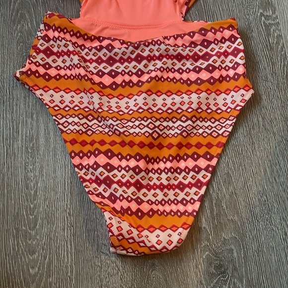 Aerie ladies size large long mono kini One Piece in Orange and Pink high waist - Picture 5 of 7